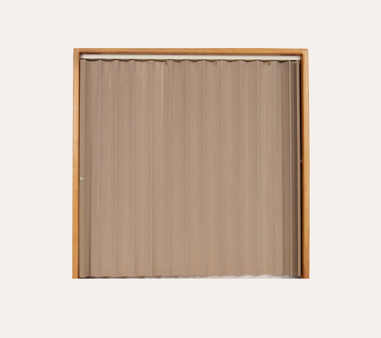 Pleated Accordion Doors - Linen Beige w/ Beige Rail and Ivory