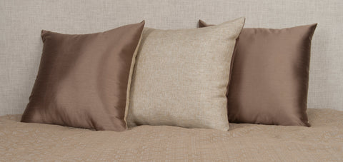 22 x 22 Reversible Faux Silk Taupe/Scout Canvas Pillow