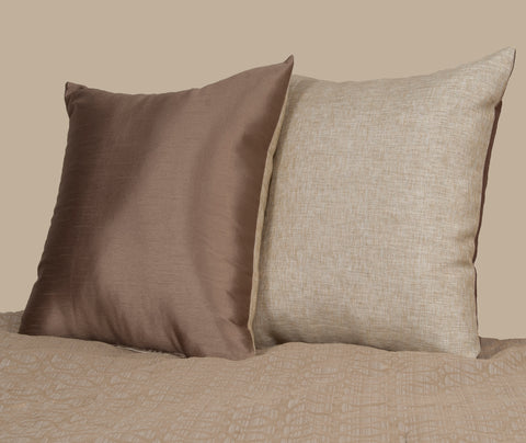 22 x 22 Reversible Faux Silk Taupe/Scout Canvas Pillow
