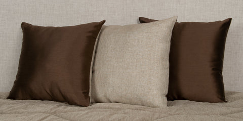 22 x 22 Reversible Faux Silk Chocolate/Scout Canvas Pillow