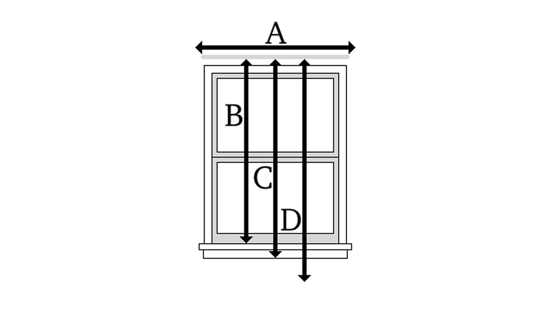 Diagram of a window with labeled measurements on a white background