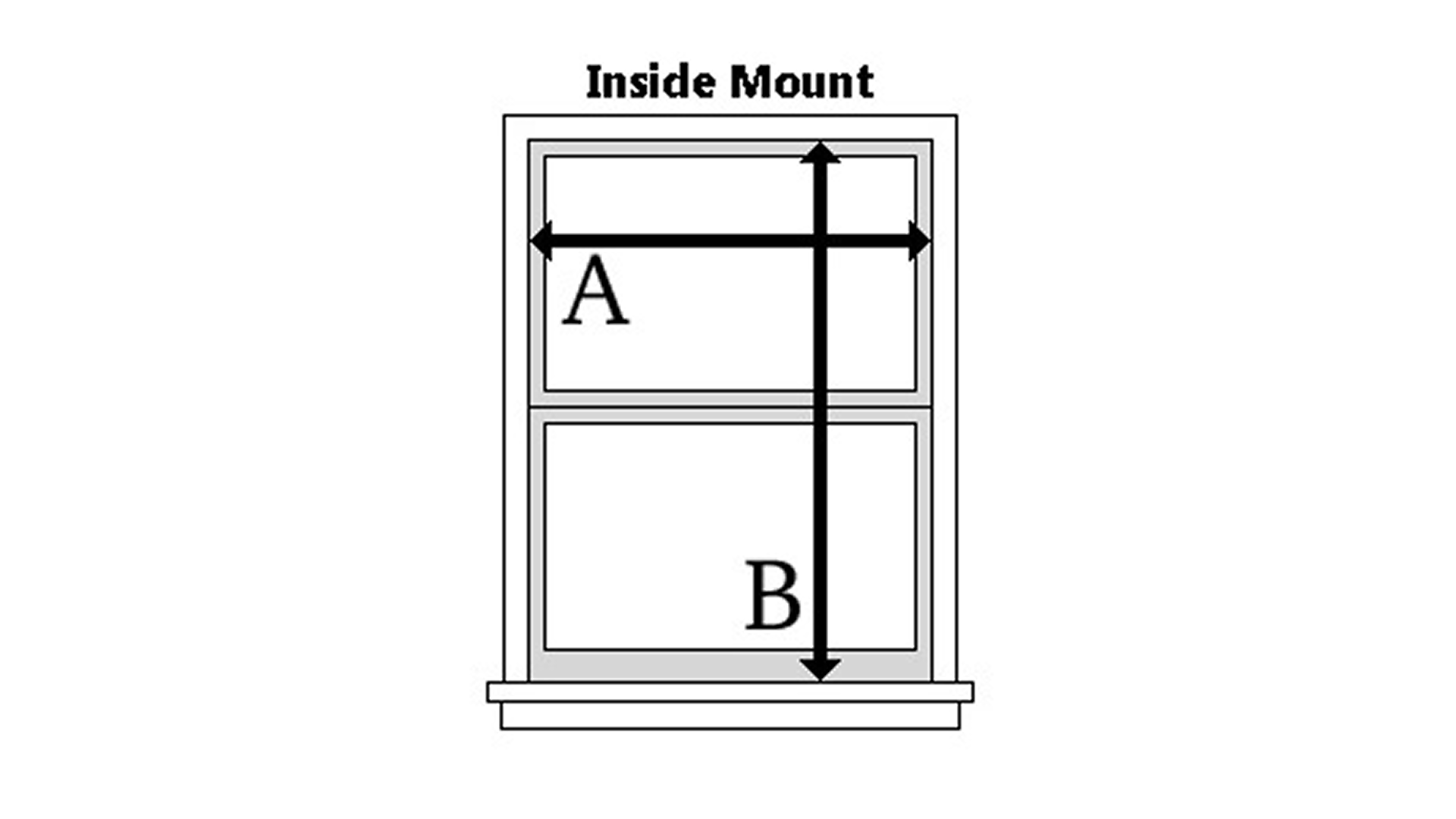 Diagram of a window with measurements labeled 'A' and 'B' for an 'Inside Mount' installation.