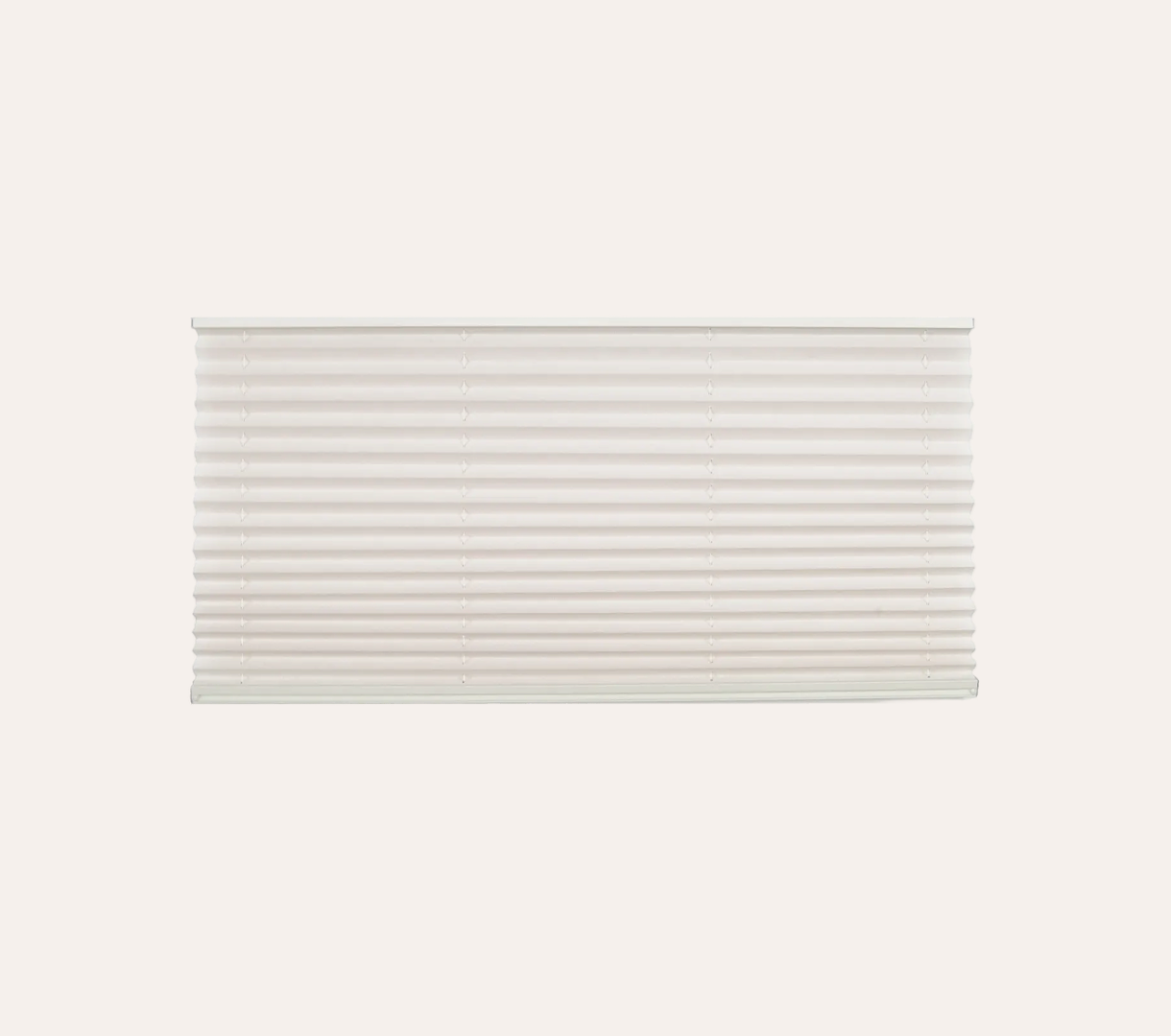 White pleated blind on a white background