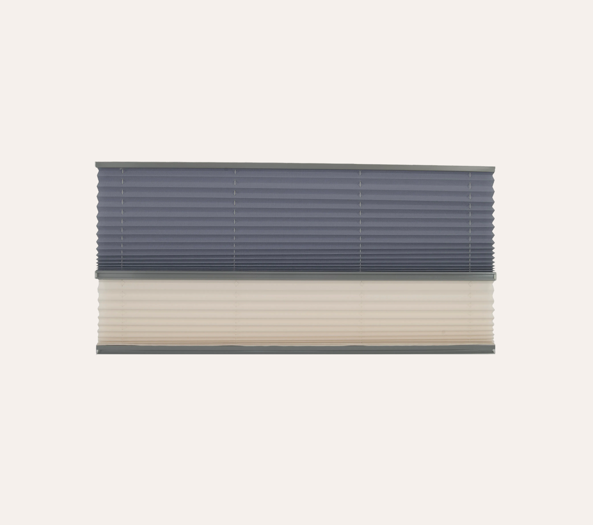 Two window blinds on a light gray background