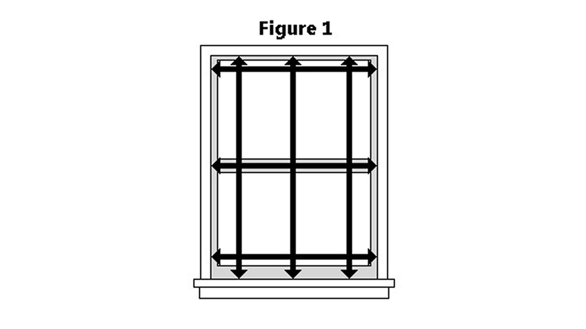 Illustration of a window with grid lines on a white background