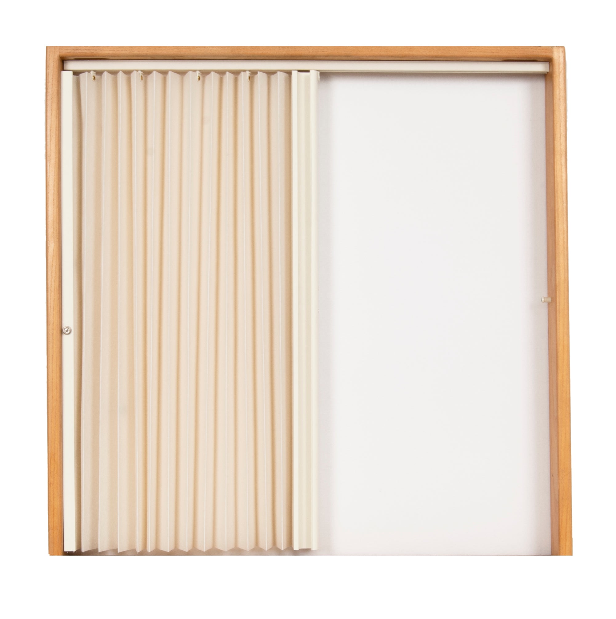 Pleated Accordion Doors - Alabaster w/Ivory Rail and Ivory track